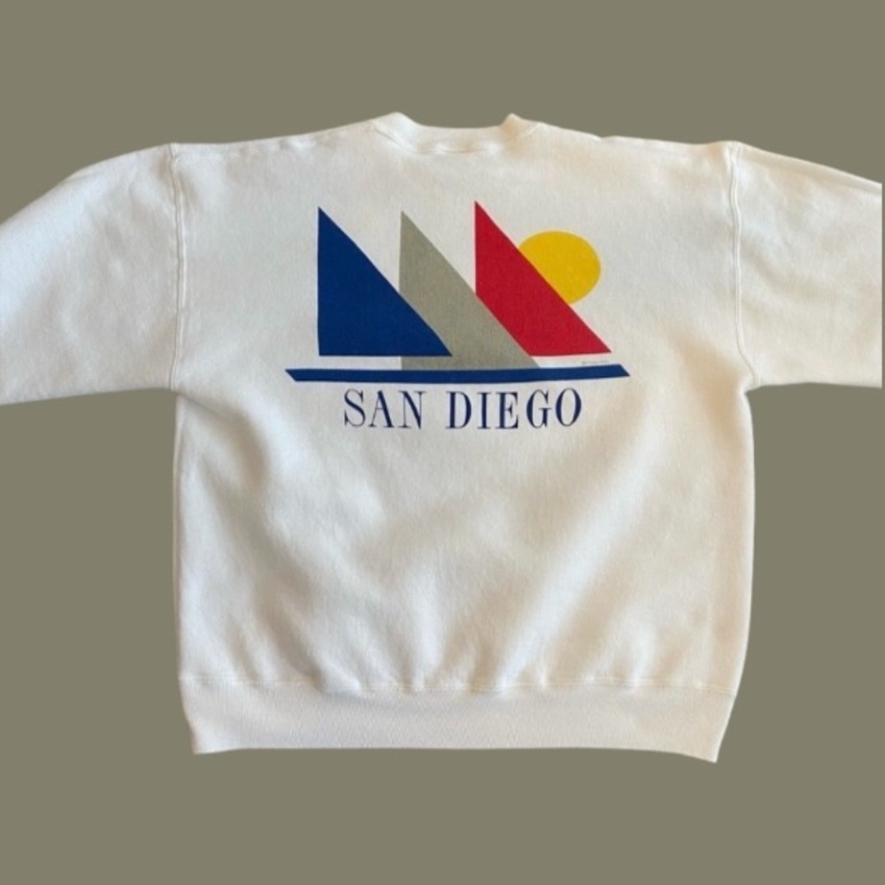 Vintage 80s Crazy Shirt Hawaii San Diego Graphic Crewneck Sweatshirt - Size L